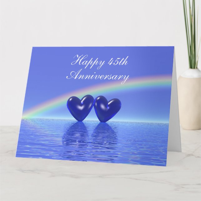45-årsjubiléet Sapphire Hearts Kort (Framsida)