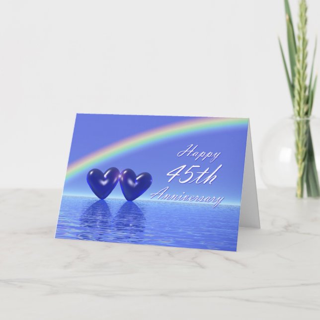 45-årsjubiléet Sapphire Hearts Kort (Framsida)
