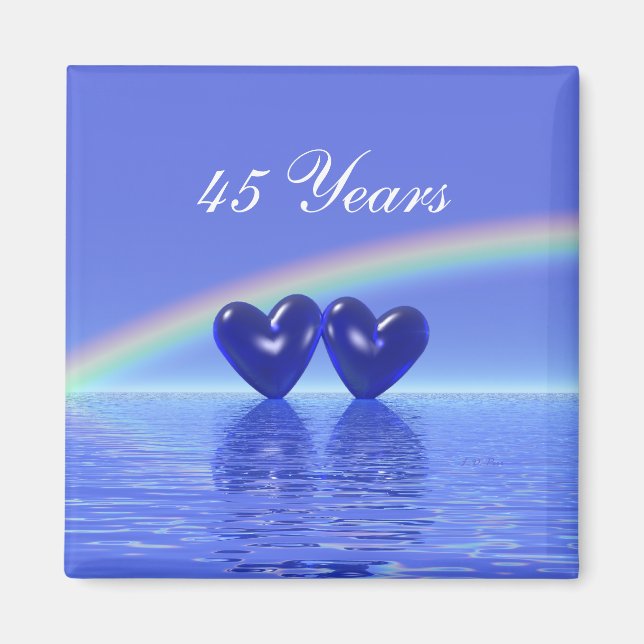 45-årsjubiléet Sapphire Hearts Magnet (Framsidan)