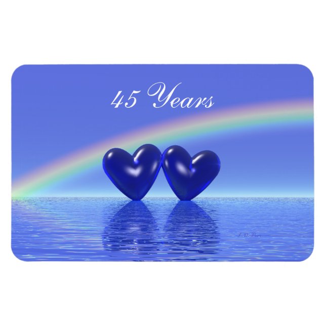 45-årsjubiléet Sapphire Hearts Magnet (Horisontell)