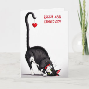 45-årsjubileum Katt Med Rött Hjärta Kort