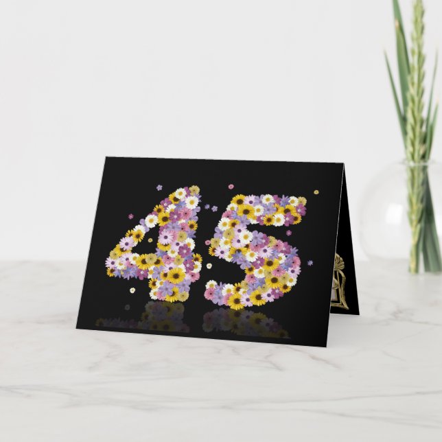 45-årskort med brev i blomsterodling kort (Framsida)