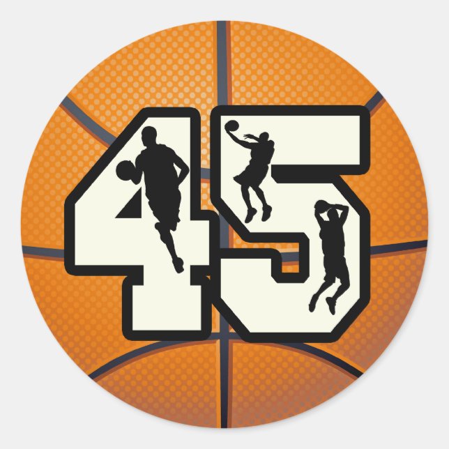 45 basketboll runt klistermärke (Framsida)
