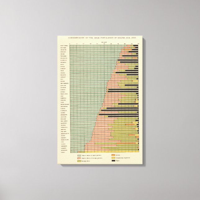 45 Beståndsdelar i hanpopulationen 1900 Canvastryck (Framsida)