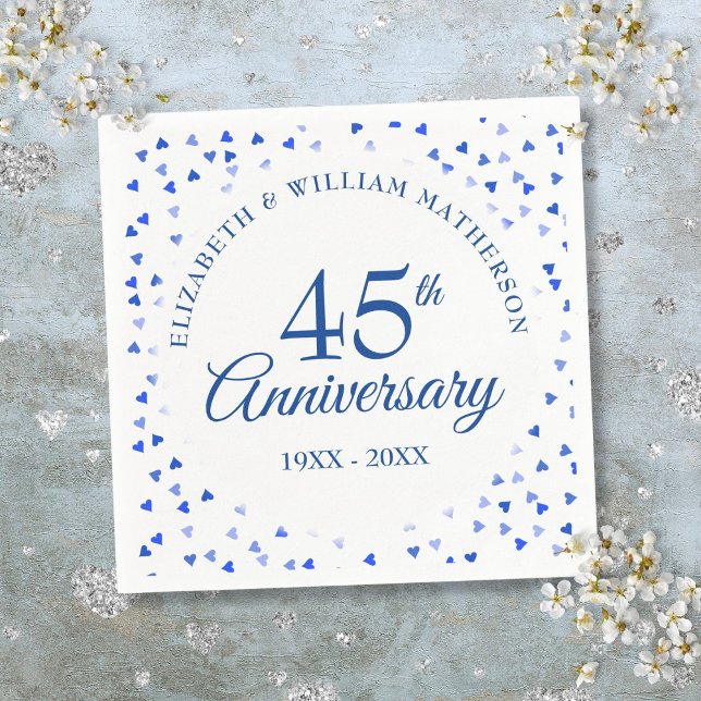 45:e 65-årsjubileum Love Hearts Konfetti Pappersservett (45th 65th Anniversary Love Hearts Confetti Napkins)
