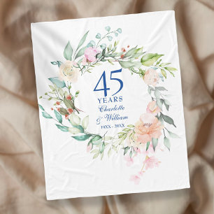45:e 65:e bröllopsjubileum akvarell blommig fleecefilt