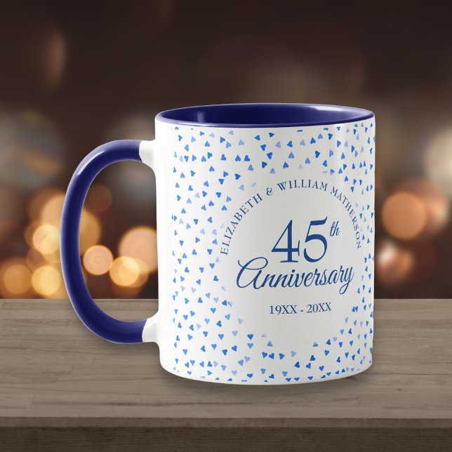 45:e 65:e bröllopsjubileum Kärlekshjärtan Konfetti Mugg (45th 65th Wedding Anniversary Love Hearts Confetti Mug)