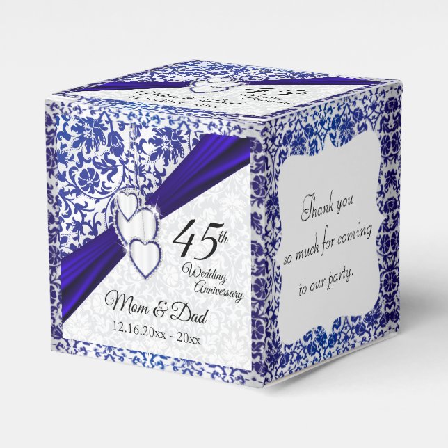 45:e / 65:e Safirblåa Jubileumsdesign Presentaskar (Framsidan Sidan)