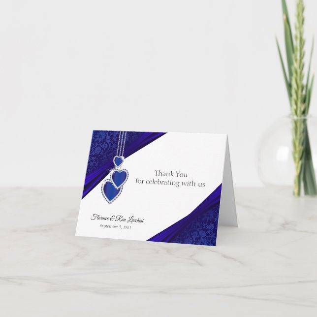 45:e / 65:e Sapphire-jubileumsdesign Tack Kort (Framsida)