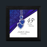 45:e årsdagen för Sapphire Bröllop Smyckeskrin<br><div class="desc">redot Design Gift Box med 45:e eller 65e på Bröllop-årsdagen för att du ska kunna anpassa dig. ⭐ Produkten är 100 % Anpassade. Grafik och / eller text kan läggas till, tas bort, flyttat, storleksändras, ändras runt, roteras osv. 99 procent av mina konstruktioner i min butik är gjorda i lagrar....</div>