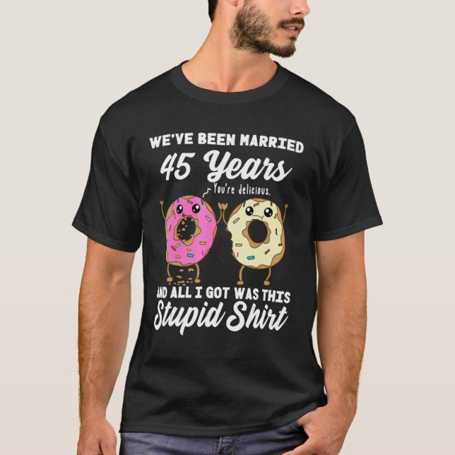 45:e Bröllop-årsdagen 45 år Giftermål Donut T Shirt (Framsida)