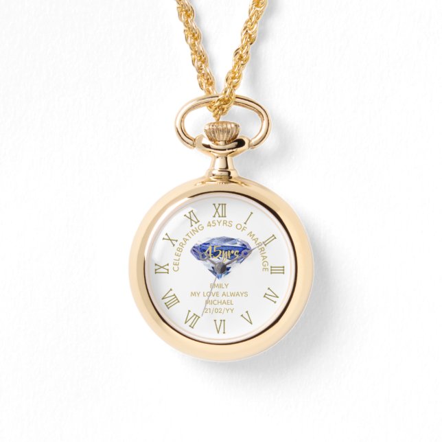 45:e Bröllop-årsdagen - Maka till minne 4 Armbandsur (Framsida)