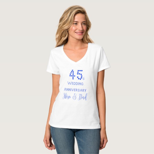 45:e Bröllop-årsdagen Parents Sapphire Bröllop T Shirt (Hel framsida)