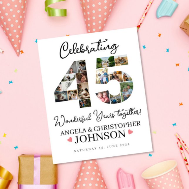 45:e Bröllop-årsjubileet Photo Collage party Sign Poster (Skapare uppladdad)