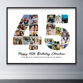 45:e födelsedag 45 fotokollage-årsdag poster