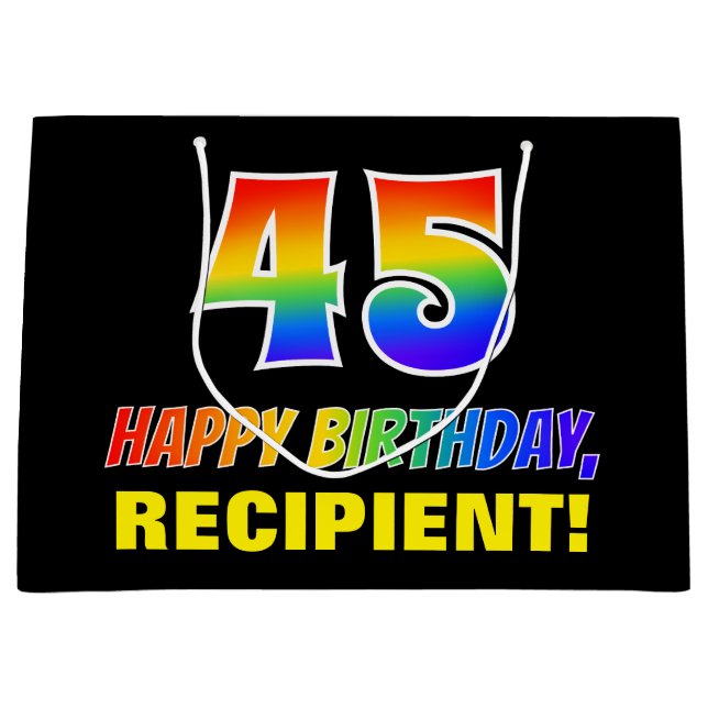 45:e födelsedag: fetstil, Roligt, enkel, regnbåge  (Framsidan)