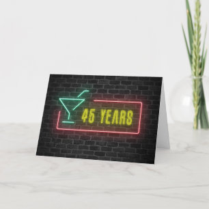 45:e födelsedag Neon-skylt på bricka Kort