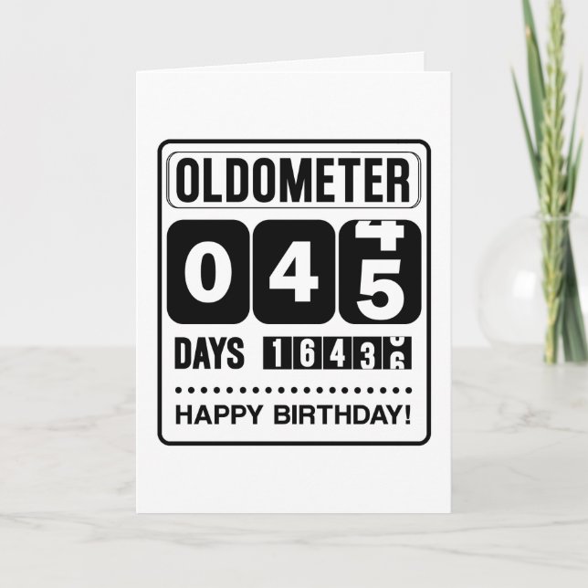 45:e födelsedag: Oldometer Card Tack Kort (Framsida)