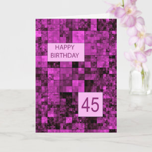 45:e födelsedag Rosa Mönster-kort Kort