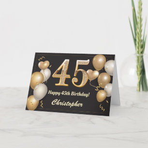 45:e födelsedag: Svart och Guld Kort