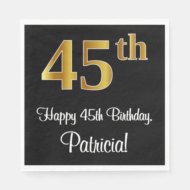 45:e födelsedagen ~ Elegant Luxurious Faux Guld Ti Pappersservett (Framsidan)