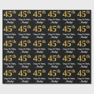 45:e födelsedagen: Elegant Luxurious Faux Guld Tit Presentpapper