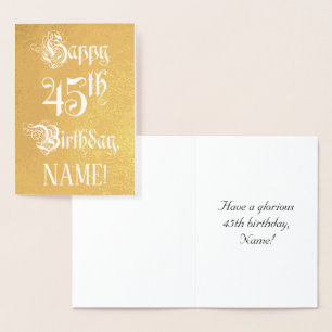 45:e födelsedagen: Elegant, Ornate Script; Anpassa Folierat Kort