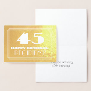 45:e födelsedagen: Namn + Art Deco Inspired (45 år Folierat Kort