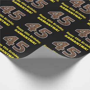 45:e födelsedagen: Namn & Faux Wood Grain Mönster Presentpapper
