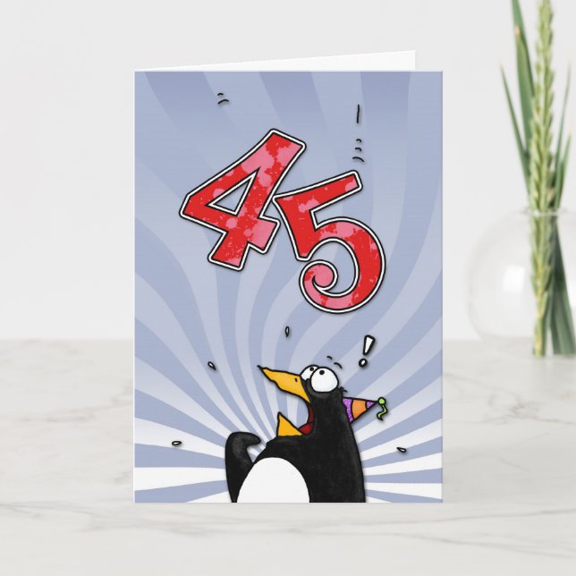 45:e födelsedagen - Penguin-överraskningskort Kort (Framsida)