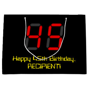 45:e födelsedagen: Red Digital Clock Stil "45" + N