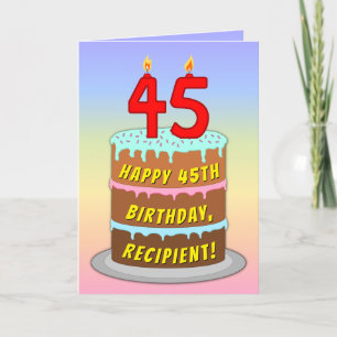 45:e födelsedagen - Roligt Cake & Candles, med ege Kort