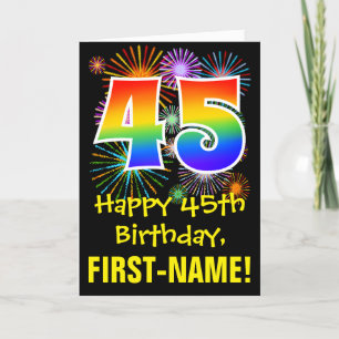 45:e födelsedagen: Roligt Fireworks Mönster + Rain Kort