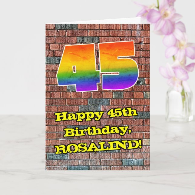 45:e födelsedagen: Roligt Graffiti-Inspired Rainbo Kort (Orkide)