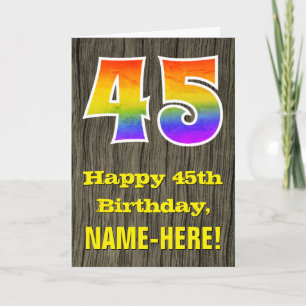 45:e födelsedagen: Rustic Faux Wood look, Rainbow Kort
