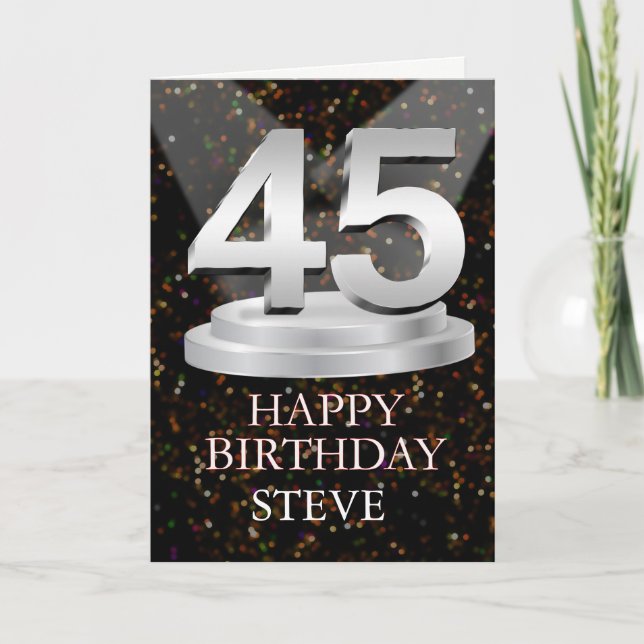 45:e födelsedagsbelysningen lägger till ett Namn-k Kort (Framsida)