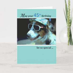 45:e födelsedagsdagen i Hund Funny Sunglass Kort