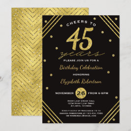 45:e Födelsedagsfest inbjudan, Cheers, Faux Guld Inbjudningar