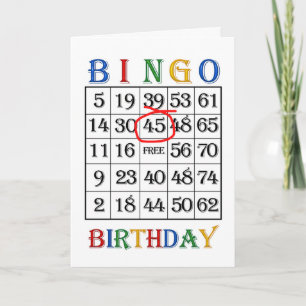 45:e födelsedagskortet Bingo Kort