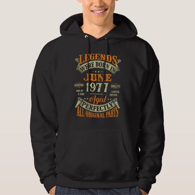 45:e födelsedagsleden, född i juni 1977 45 år hoodie (Framsida)