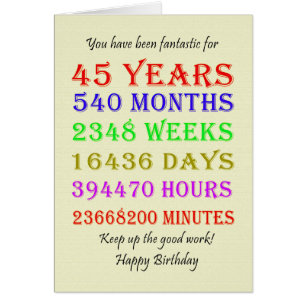 45:e födelsedagsmilstolpar hälsningskort
