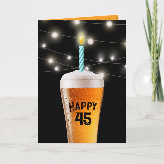 45:e födelsedagsöl med ljus kort (Framsida)