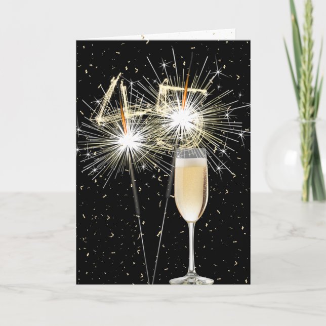45:e födelsedagssparkler med vit Vin Kort (Framsida)