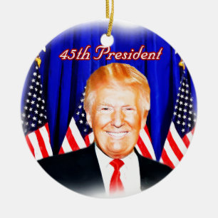 45:e presidenten Donald Trump _ Julgransprydnad Keramik