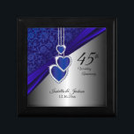 45:e safir-årsdagen för Bröllop 2 Smyckeskrin<br><div class="desc">45:e eller 65e Sapphire Bröllop-årsdag Design Gift Box. NOTE: FÖRÄNDRA ENDAST MALLAREALERNA SOM BEHÖVS! 😀 Vid behov kan du ta bort texten och börja lägga till spelar ingen roll text och typsnitt på nytt. 📌 Om du behöver anpassa ytterligare klickar du på knappen "Klicka för att anpassa ytterligare" eller "Anpassa...</div>