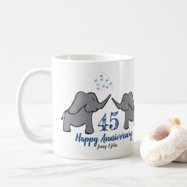 45:e safir-årsdagen för bröllop, söt elefant kaffemugg