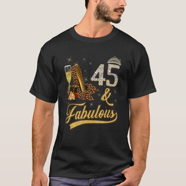 45 & Fabulous 45:e födelsedag Ro Leopard High T Shirt (Framsida)