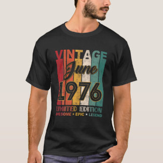 45 Födelsedagens Vintage juni 1976 Fantastisk Epic T Shirt
