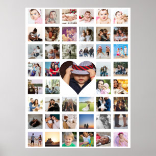 45 Fotokollage Personlig med hjärta Poster