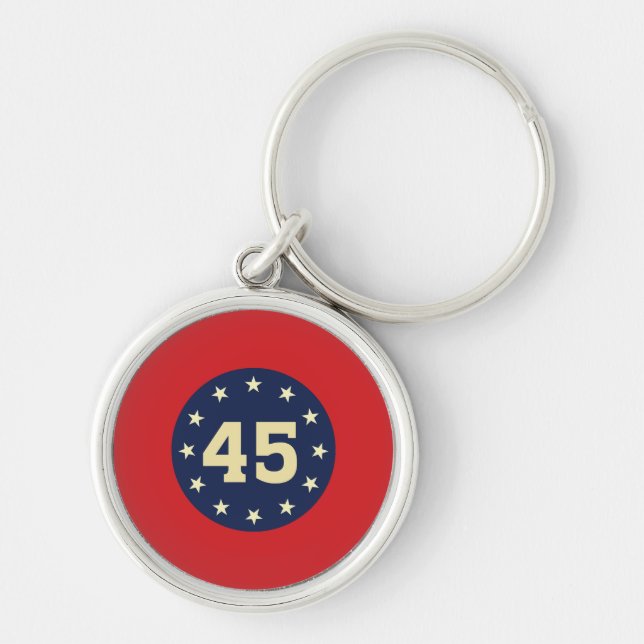 "45" KEYCHAIN RUND SILVERFÄRGAD NYCKELRING (Framsidan)